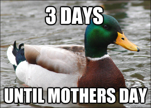 3 days until mothers day  Actual Advice Mallard