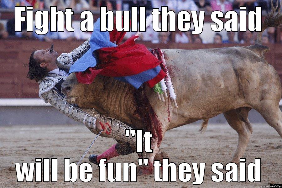 Sorry ador - FIGHT A BULL THEY SAID 