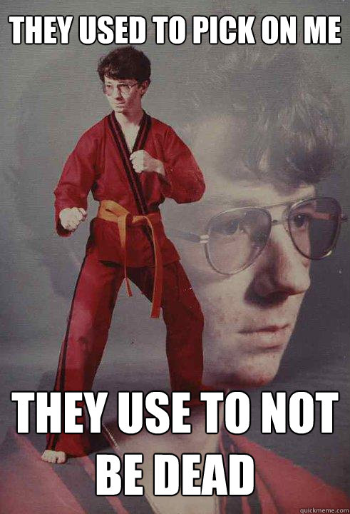 they used to pick on me they use to not be dead  Karate Kyle