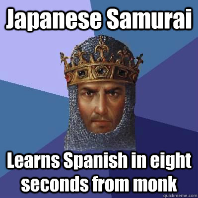 Japanese Samurai Learns Spanish in eight seconds from monk  Age of Empires