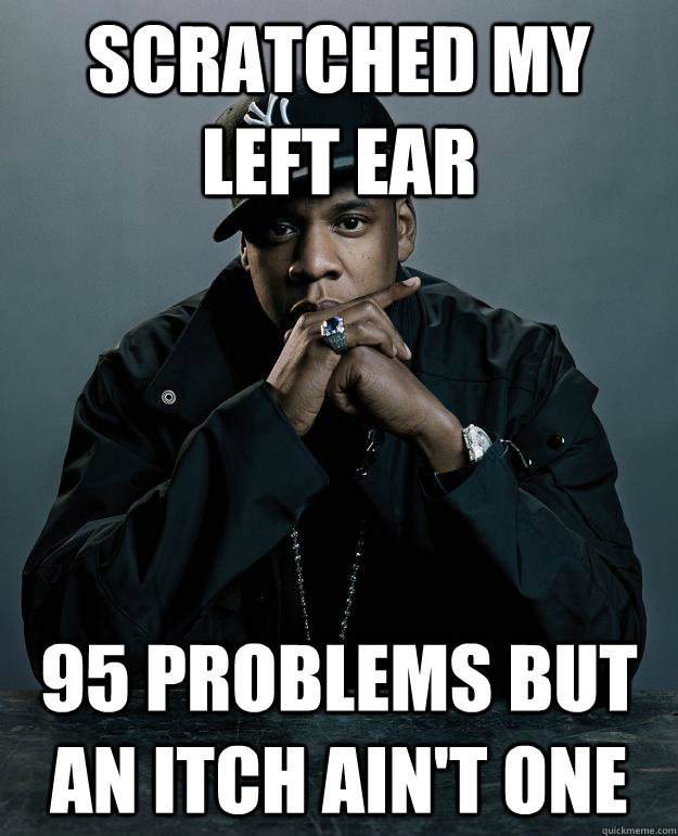 Scratched my left ear 95 problems but an itch ain't one  Jay Z Problems