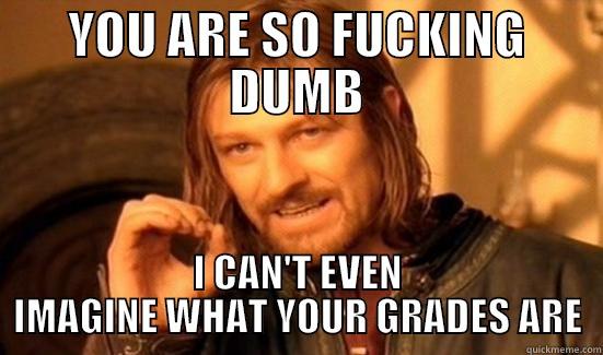 YOU ARE SO FUCKING DUMB I CAN'T EVEN IMAGINE WHAT YOUR GRADES ARE Boromir