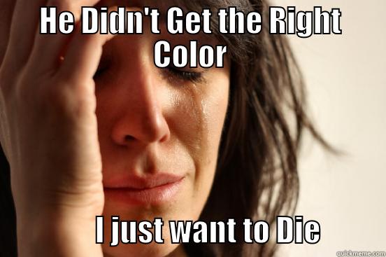 HE DIDN'T GET THE RIGHT COLOR                  I JUST WANT TO DIE           First World Problems
