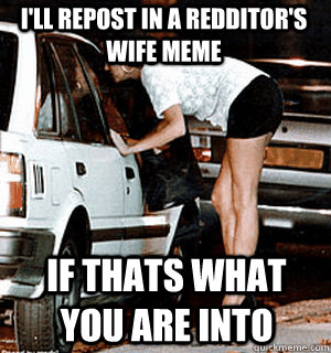 I'll repost in a Redditor's wife meme If thats what you are into - I'll repost in a Redditor's wife meme If thats what you are into  Karma Whore