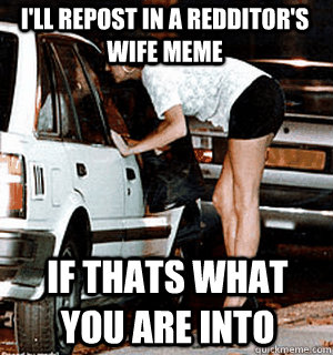 I'll repost in a Redditor's wife meme If thats what you are into  Karma Whore