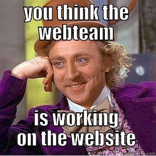 YOU THINK THE WEBTEAM IS WORKING ON THE WEBSITE Condescending Wonka