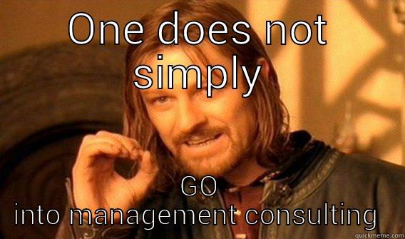 ONE DOES NOT SIMPLY GO INTO MANAGEMENT CONSULTING  One Does Not Simply