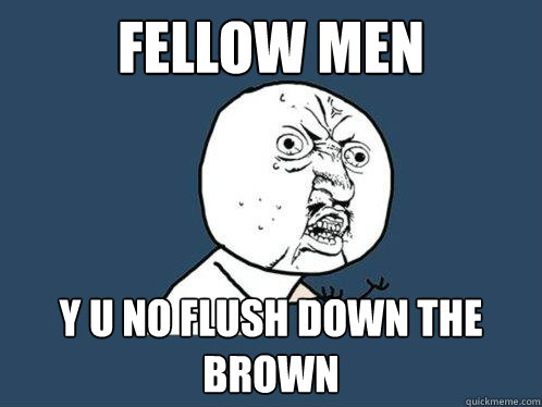Fellow men y u no flush down the brown  Y U No