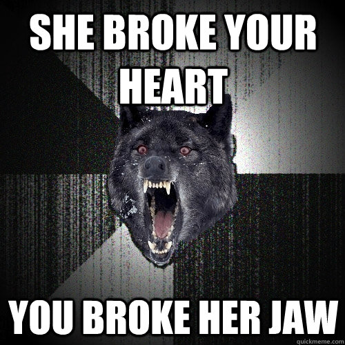 she broke your heart you broke her jaw  Insanity Wolf