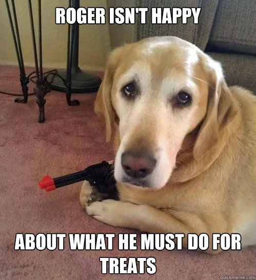 Roger isn't happy about what he must do for treats - Roger isn't happy about what he must do for treats  Misc