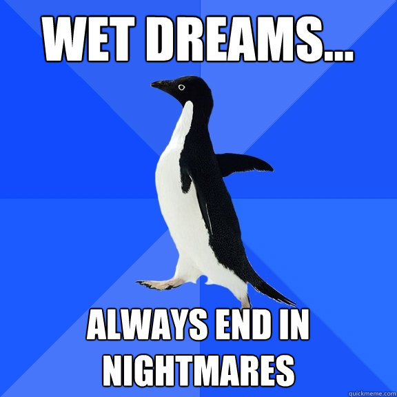 Wet Dreams... Always end in nightmares  Socially Awkward Penguin