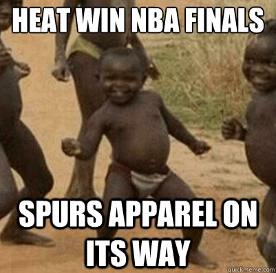 heat win nba finals spurs apparel on its way  Third World Success Kid