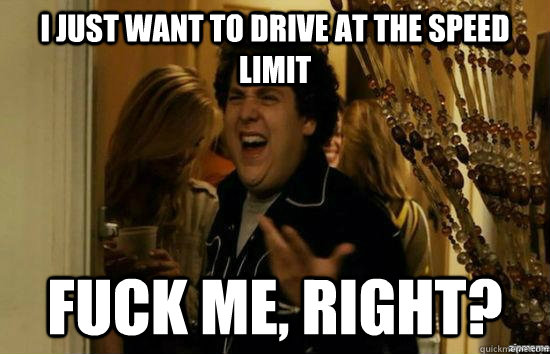I just want to drive at the speed limit fuck me, right? - I just want to drive at the speed limit fuck me, right?  fuckmeright