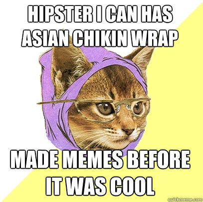 Hipster I Can Has Asian Chikin Wrap Made memes before it was cool  Hipster Kitty