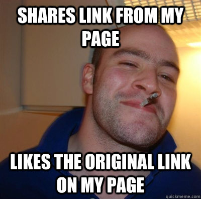 Shares link from my page Likes the original link on my page  GGG plays SC