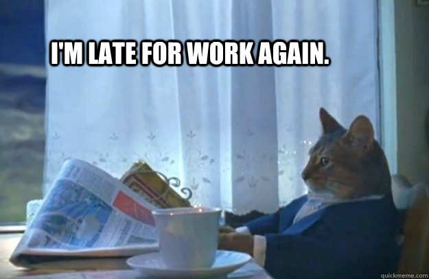 I'm late for work again. - I'm late for work again.  Sophisticated Cat