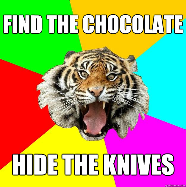 Find the chocolate hide the knives - Find the chocolate hide the knives  Time of the Month Tiger