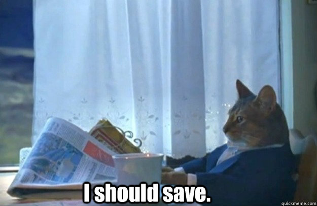 I should save. - I should save.  Sophisticated Cat is broke
