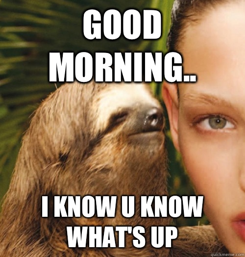 Good Morning.. I know u know what's up  Whispering Sloth