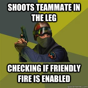 Shoots Teammate in the leg Checking if Friendly Fire is Enabled  Counter Strike