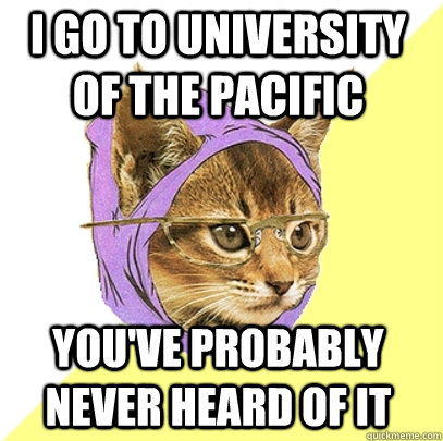 I go to university of the pacific you've probably never heard of it  Hipster Kitty