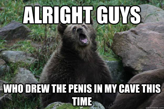 Alright guys who drew the penis in my cave this time  