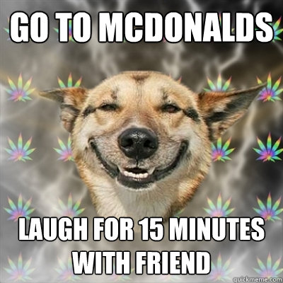 Go to Mcdonalds laugh for 15 minutes with friend  Stoner Dog