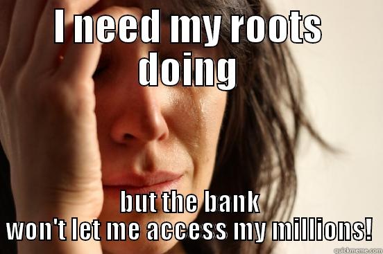 I NEED MY ROOTS DOING BUT THE BANK WON'T LET ME ACCESS MY MILLIONS! First World Problems