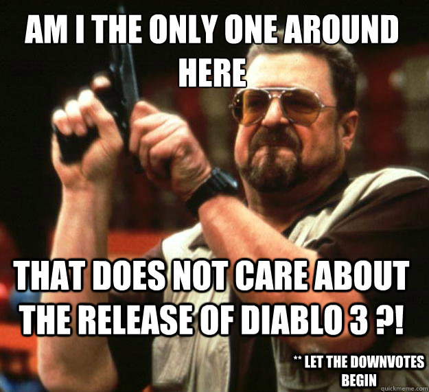 Am I the only one around here that does not care about the release of Diablo 3 ?! ** Let the downvotes begin  Walter