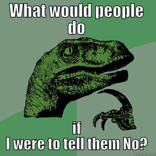 WHAT WOULD PEOPLE DO IF I WERE TO TELL THEM NO? Philosoraptor
