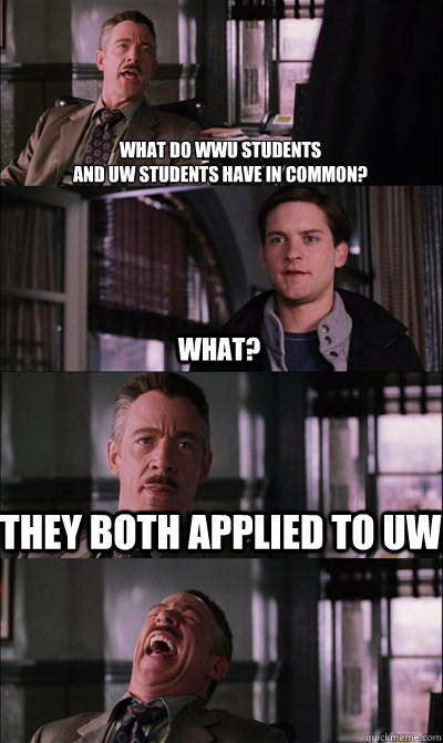 What do WWU Students 
And UW Students have in common? what? They both applied to UW   JJ Jameson