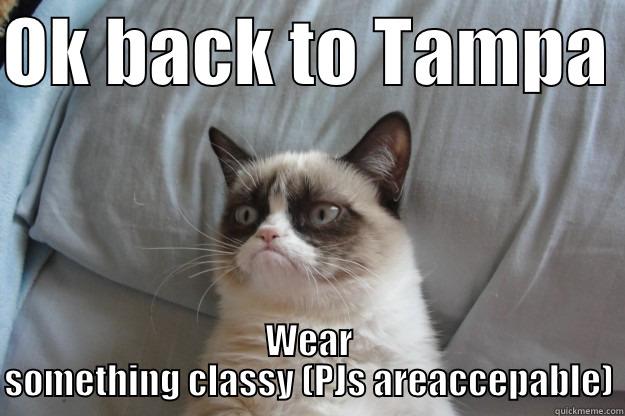 OK BACK TO TAMPA  WEAR SOMETHING CLASSY (PJS AREACCEPABLE) Grumpy Cat