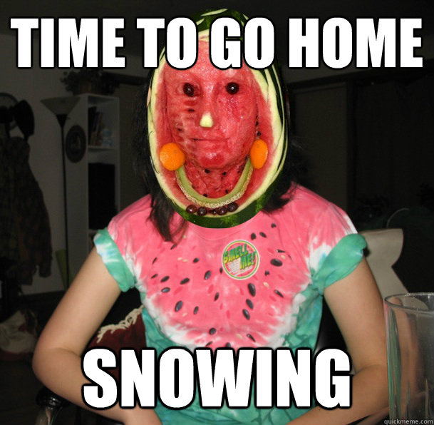 TIME TO GO HOME
 SNOWING - TIME TO GO HOME
 SNOWING  OBVIOUS NON-SEQUITUR WATERMELON GIRL