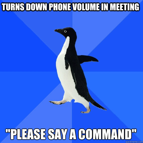 Turns down phone volume in meeting 