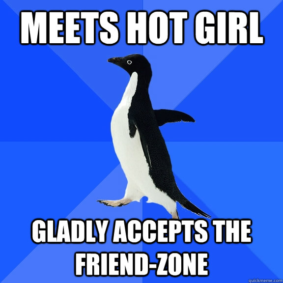 meets hot girl gladly accepts the friend-zone  Socially Awkward Penguin