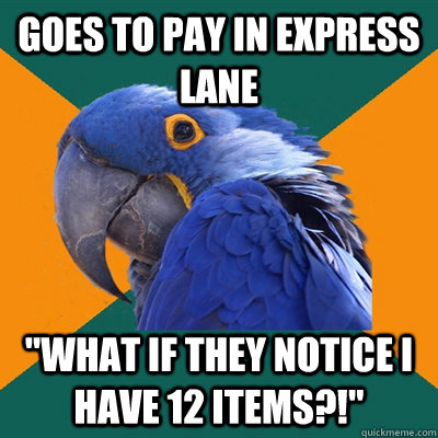 Goes to pay in express lane 