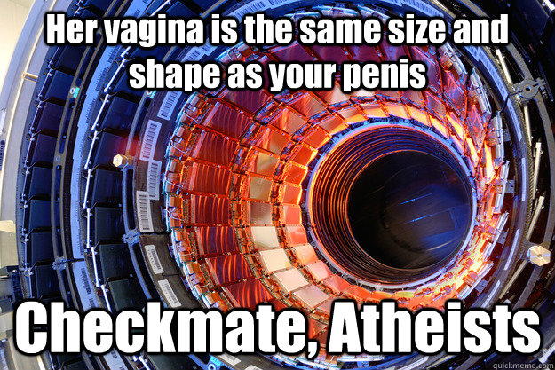 Her vagina is the same size and shape as your penis Checkmate, Atheists  