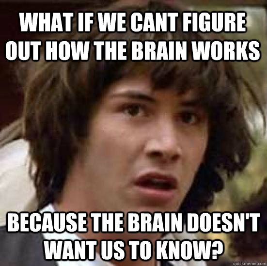 What if we cant figure out how the brain works because the brain doesn't want us to know?  conspiracy keanu
