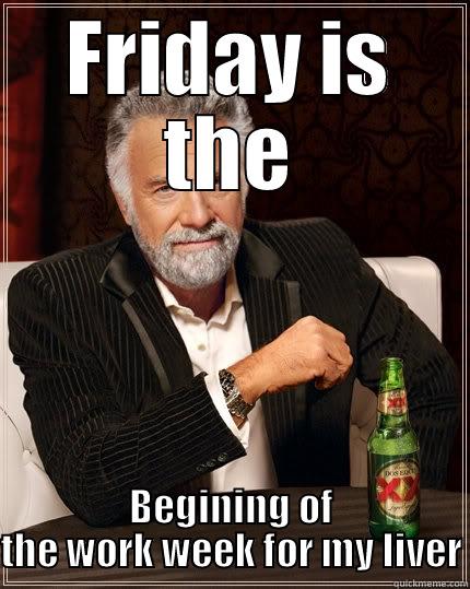 FRIDAY IS THE BEGINING OF THE WORK WEEK FOR MY LIVER The Most Interesting Man In The World