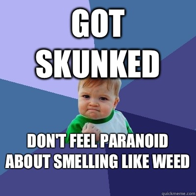 Got skunked Don't feel paranoid about smelling like weed    Success Kid