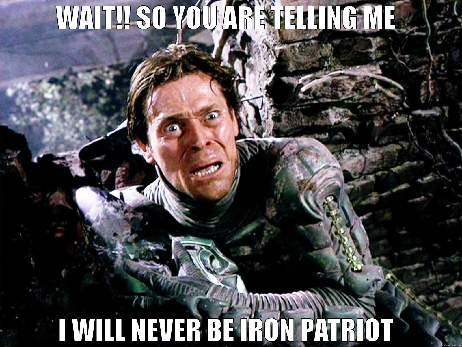 Spiderman memes - WAIT!! SO YOU ARE TELLING ME  I WILL NEVER BE IRON PATRIOT  Misc