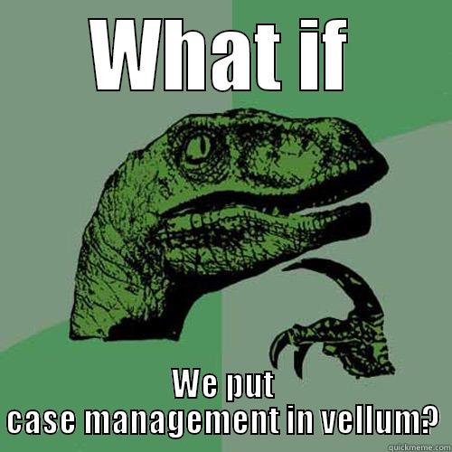 WHAT IF WE PUT CASE MANAGEMENT IN VELLUM? Philosoraptor