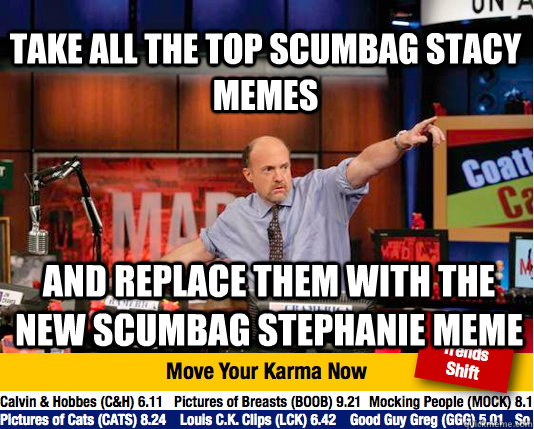 Take all the top Scumbag Stacy Memes and replace them with the new scumbag stephanie meme - Take all the top Scumbag Stacy Memes and replace them with the new scumbag stephanie meme  Mad Karma with Jim Cramer