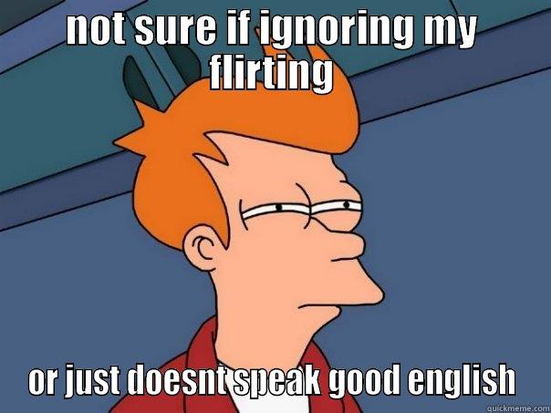 NOT SURE IF IGNORING MY FLIRTING OR JUST DOESNT SPEAK GOOD ENGLISH Futurama Fry