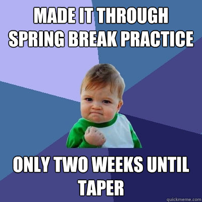 made it through spring break practice  only two weeks until taper  Success Kid