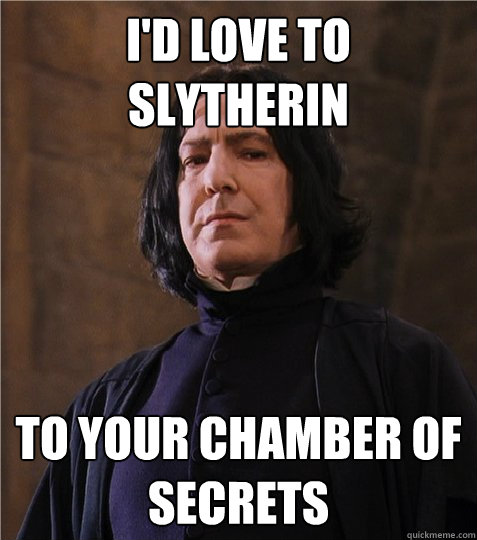 I'd love to slytherin to your chamber of secrets - I'd love to slytherin to your chamber of secrets  Sexy Snape