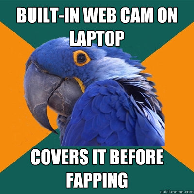 built-in web cam on laptop covers it before fapping  Paranoid Parrot