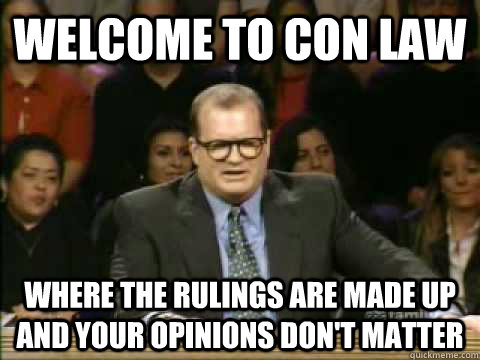 Welcome to Con Law Where the rulings are made up and your opinions don't matter - Welcome to Con Law Where the rulings are made up and your opinions don't matter  Scumbag drew