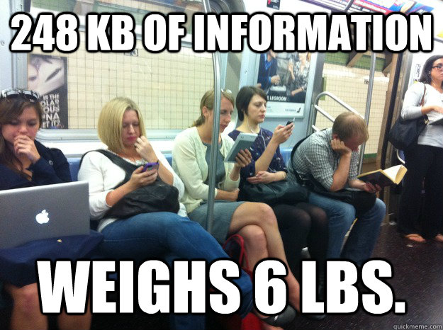 248 kB of information weighs 6 lbs.  