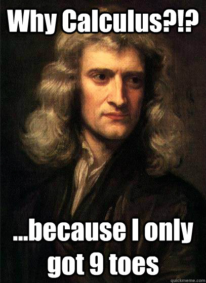 Why Calculus?!? ...because I only got 9 toes  Sir Isaac Newton